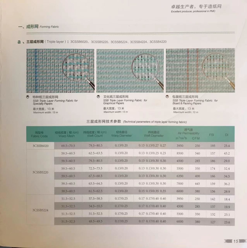 ISO 9001 2000 Certified Forming Fabric for Special and Graphical Paper Production
